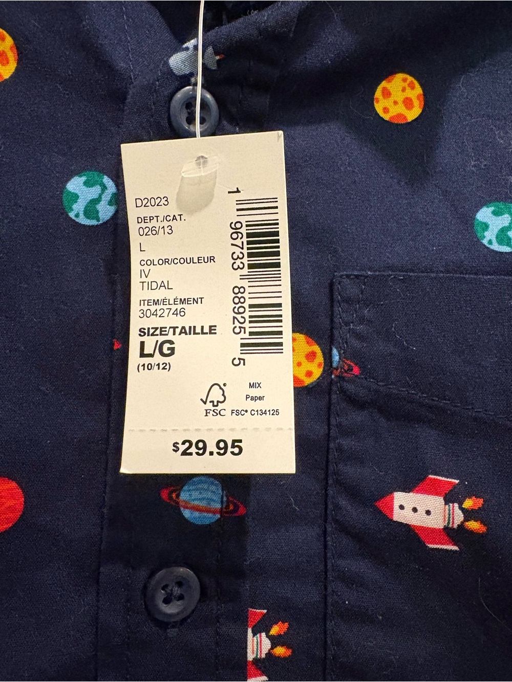The Children's Place Navy Space Print Button-Down Shirt boys 10-12 - Picture 3 of 4